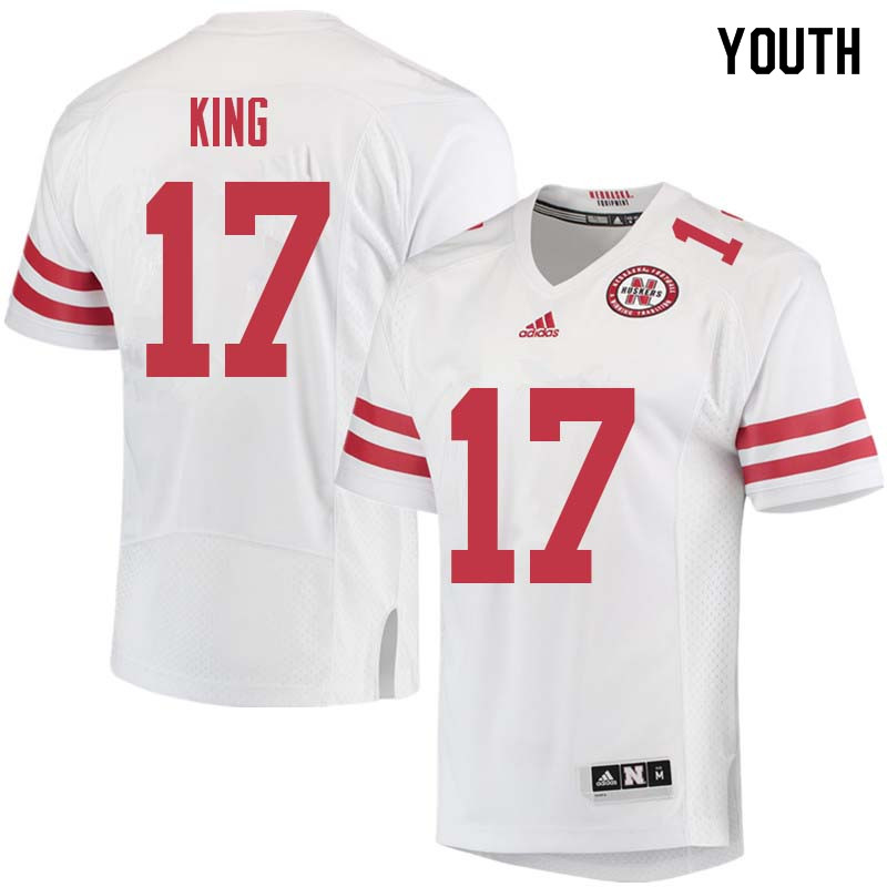 Youth #17 Sedrick King Nebraska Cornhuskers College Football Jerseys Sale-White - Click Image to Close